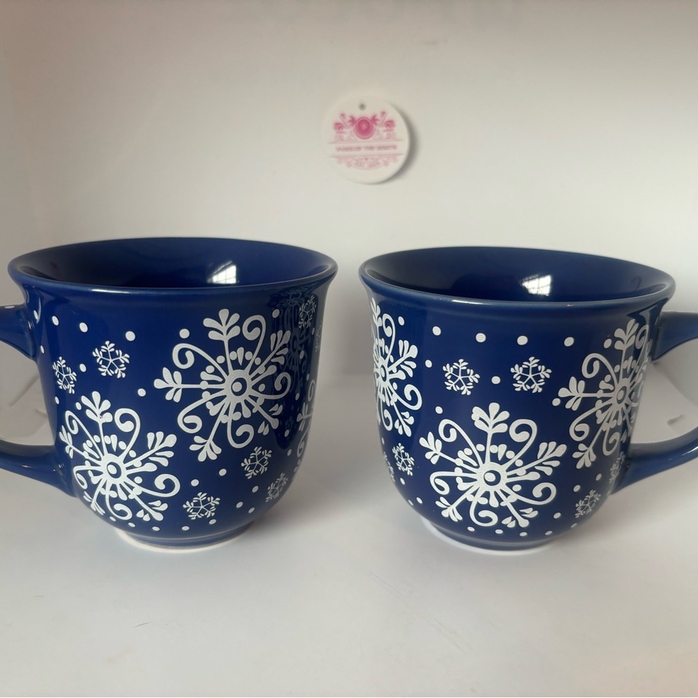 Blue Snowflake Ceramic Mugs